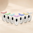 Seven LED light color modes displayed on the rechargeable neck beauty device