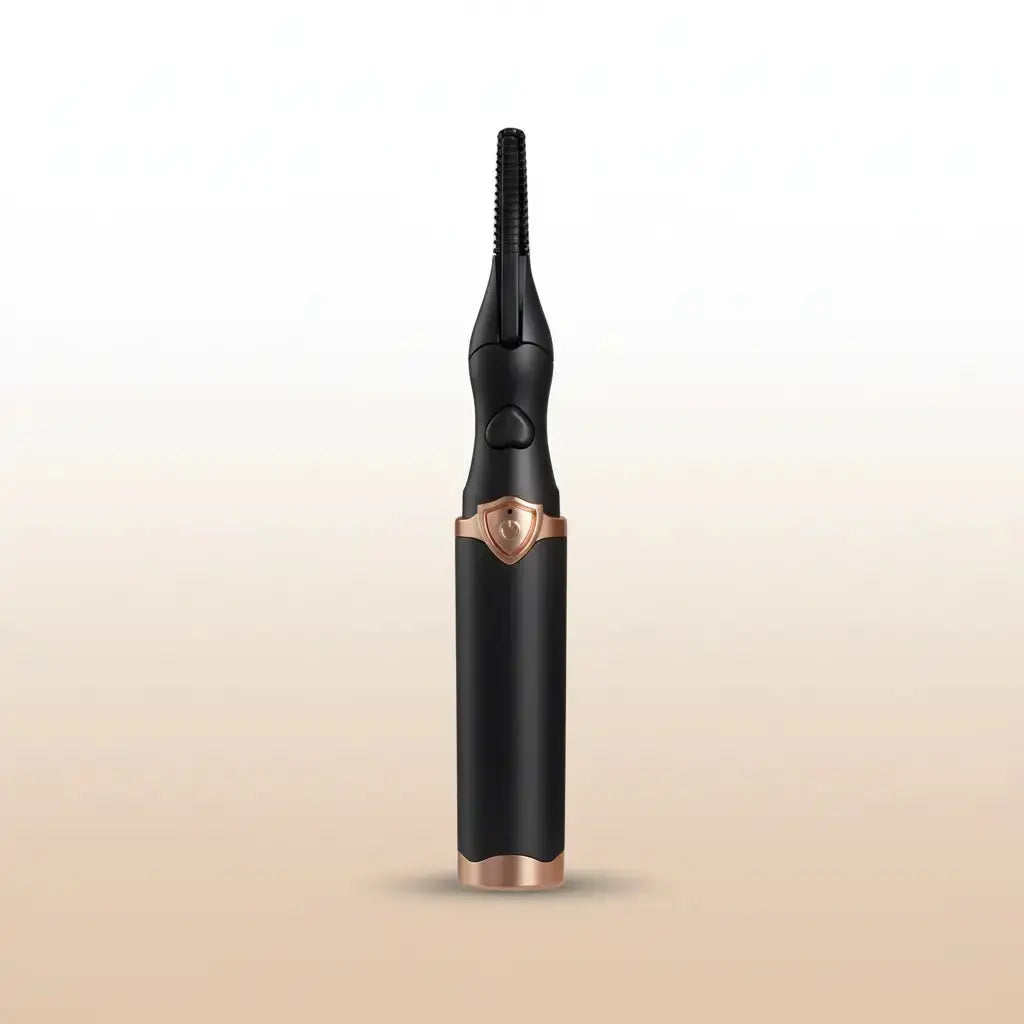 Lash Lift Pro Black and rose gold hair styling tool on a gradient beige background
