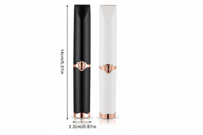 Black and white cylindrical products with rose gold accents, showing dimensions on a white background.