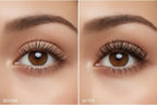 Heated eyelash curler Lash Lift Pro results before and after showing natural lifted lashes close-up eye comparison
