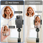 Magnetic phone selfie monitor for rear camera recording with Bluetooth remote