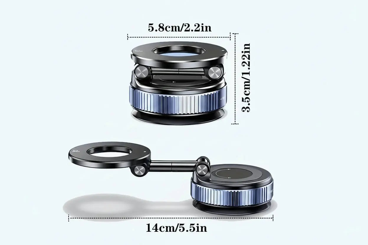 Measurement chart of a phone camera lens attachment with dimensions labeled.