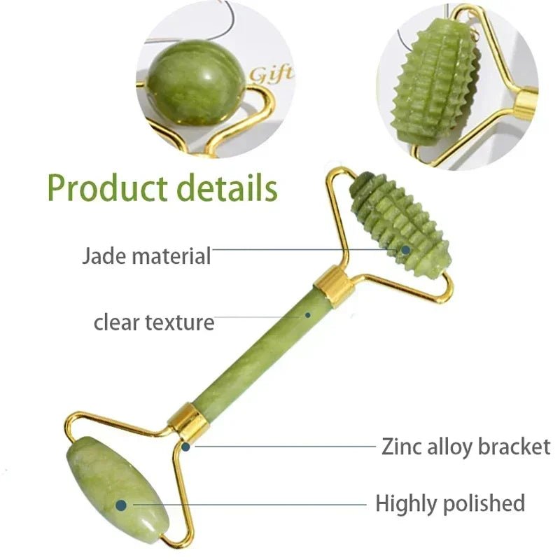 Natural Stone Jade Roller & Gua Sha Facial Massage Set