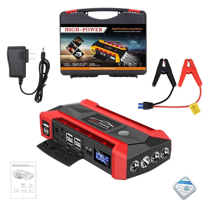 30000mAh Car Battery Starter Portable Charger Auto Jump Starter 12V Petrol Diesel Car Emergency Booster Start Power Supply