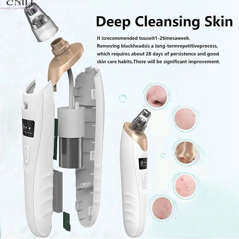 CMH Blackhead Remover Vacuum Pore Cleaner Multi Suction Heads Adjustable Suction USB Rechargeable Deep Cleansing Skin Tool Gifts PRIME STORE  PRIME STORE