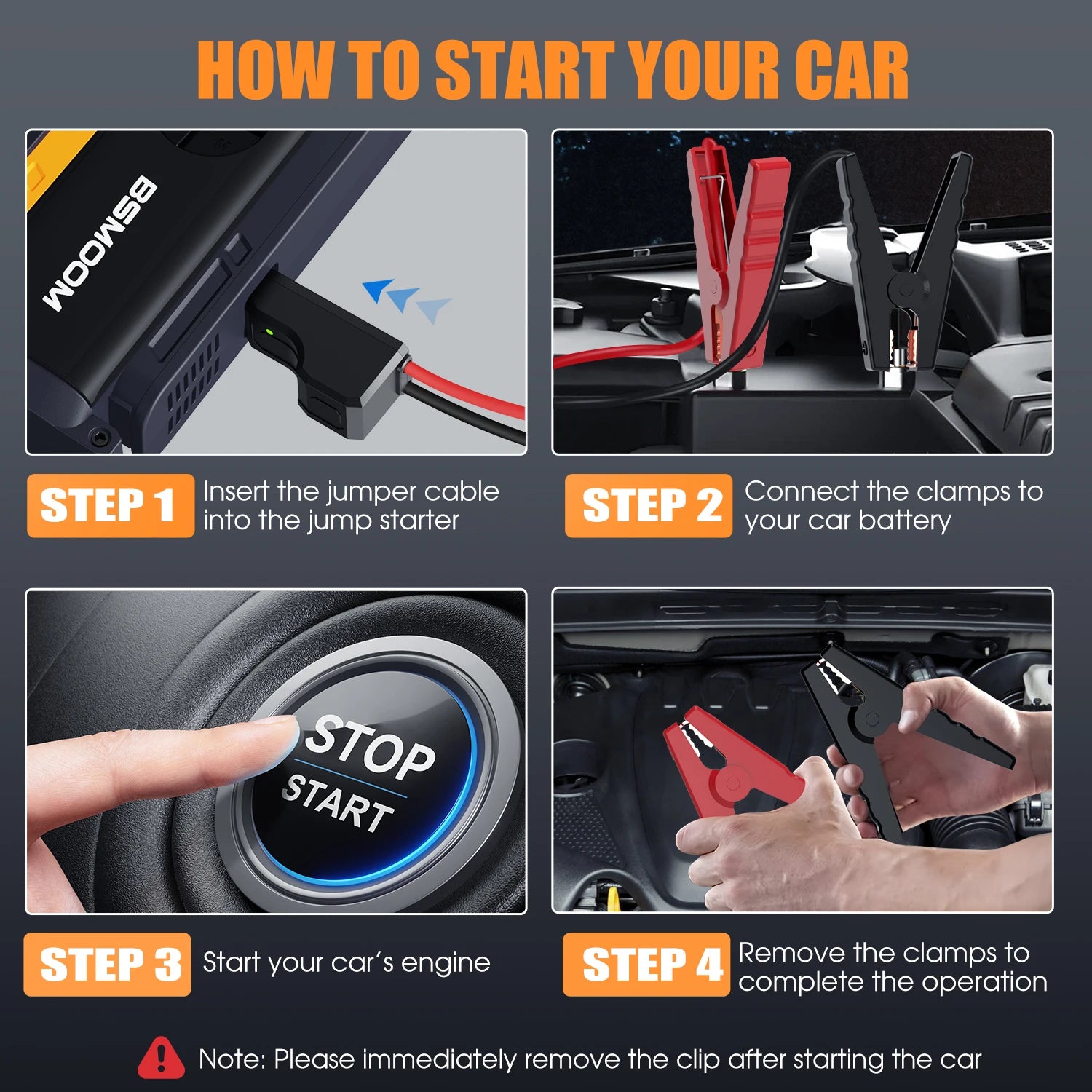 Car Jump Starter with Air Compressor 150PSI, 12V Jump Box Battery Charger Car Booster Battery Starting Device