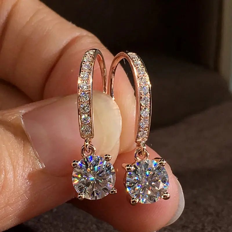 Minimalist Drop Earrings with Round CZ Pendant – Elegant Cubic Zirconia Dangle Earrings - PRIME STORE
