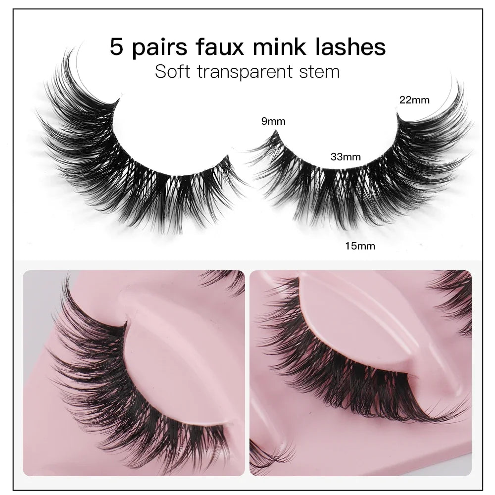 Cat Eye Faux Mink Lashes – 5 Pairs