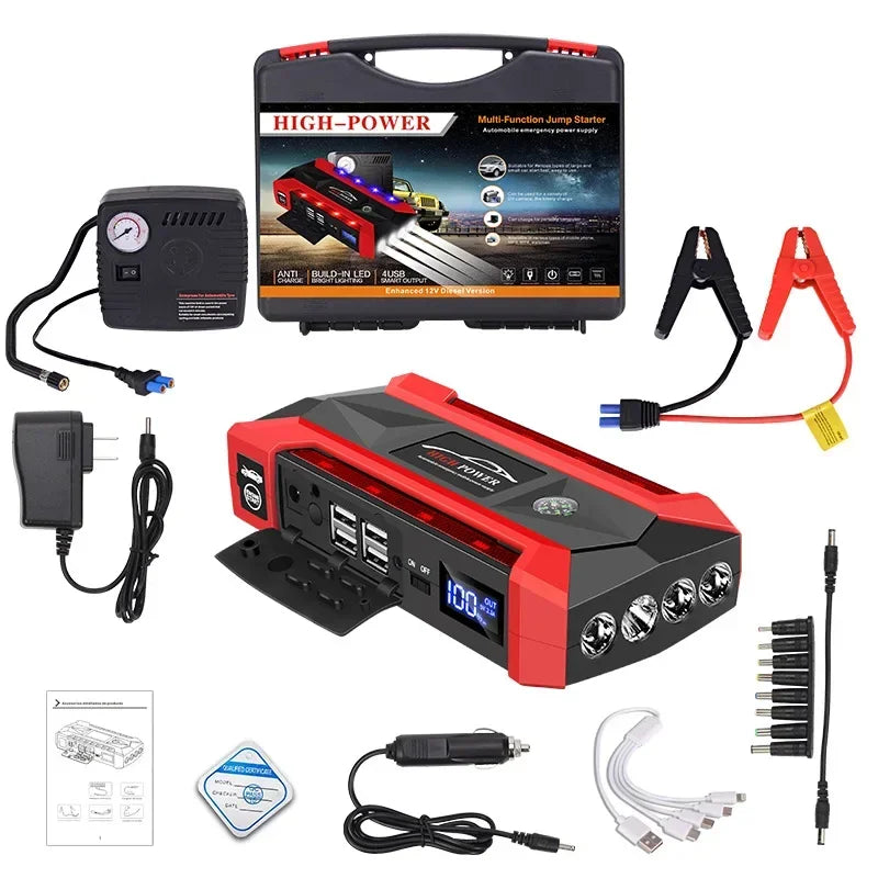 30000mAh Car Battery Starter Portable Charger Auto Jump Starter 12V Petrol Diesel Car Emergency Booster Start Power Supply