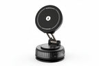 Black magnetic car mount with lightning bolt symbol on a white background