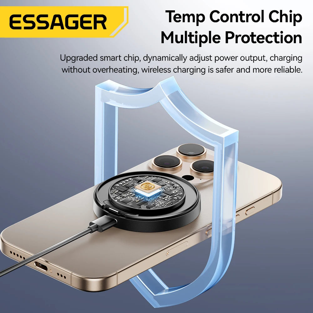 Essager Magnetic Wireless Charger 15W (Fast Charge + 360° Stand)