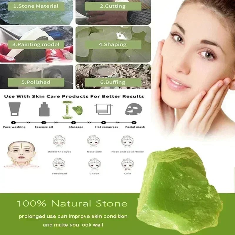 Natural Stone Jade Roller & Gua Sha Facial Massage Set