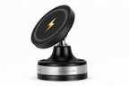 Black and silver car mount with a lightning bolt logo on a white background