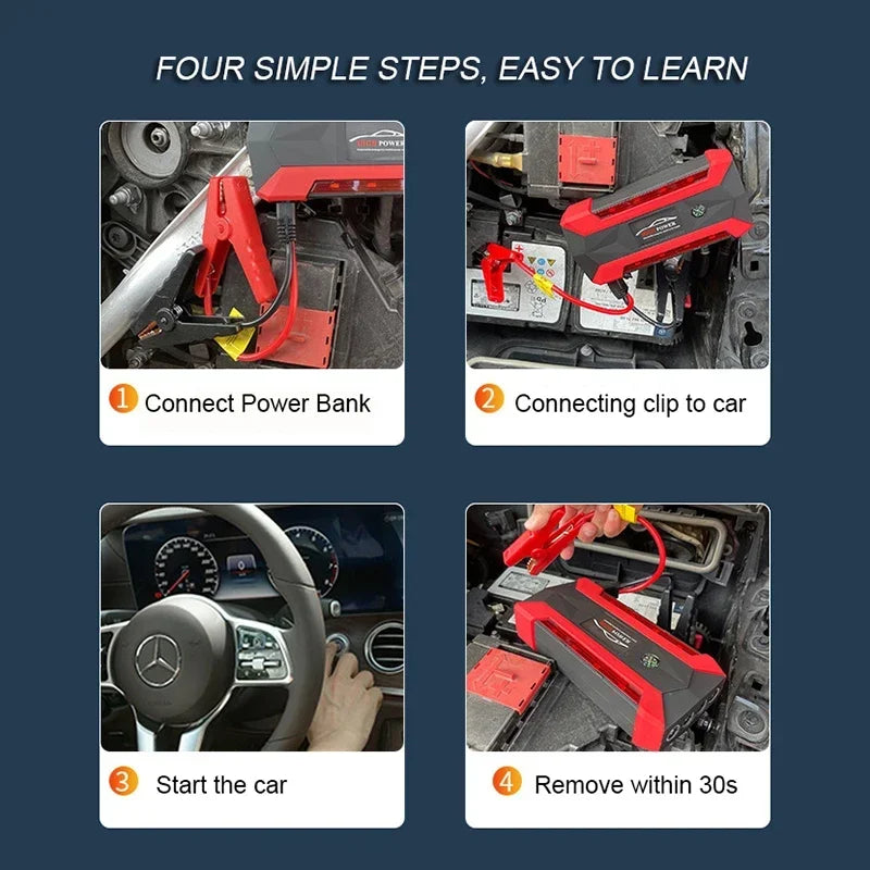 30000mAh Car Battery Starter Portable Charger Auto Jump Starter 12V Petrol Diesel Car Emergency Booster Start Power Supply