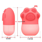 Red silicone product with measurements on a white background