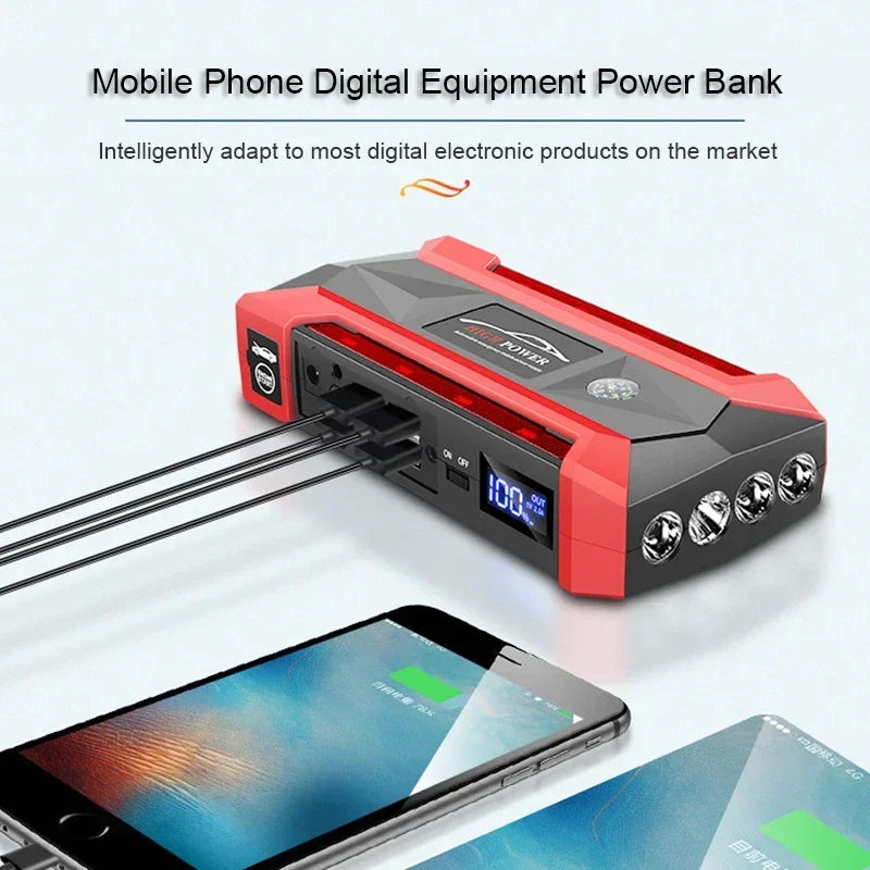 30000mAh Car Battery Starter Portable Charger Auto Jump Starter 12V Petrol Diesel Car Emergency Booster Start Power Supply