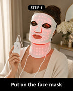 Step 1: Put on the Premium LED face mask - wear the white 7-color wireless LED mask over your face