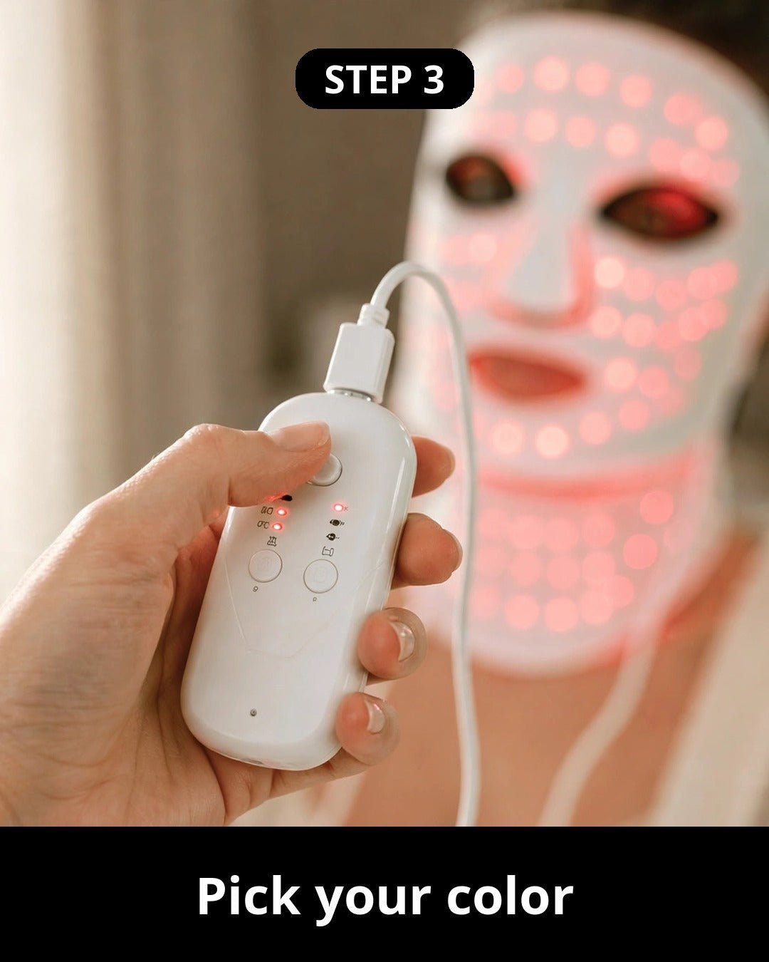 Step 3: Pick your LED color with the wireless remote - 7 colors and 5 intensity levels