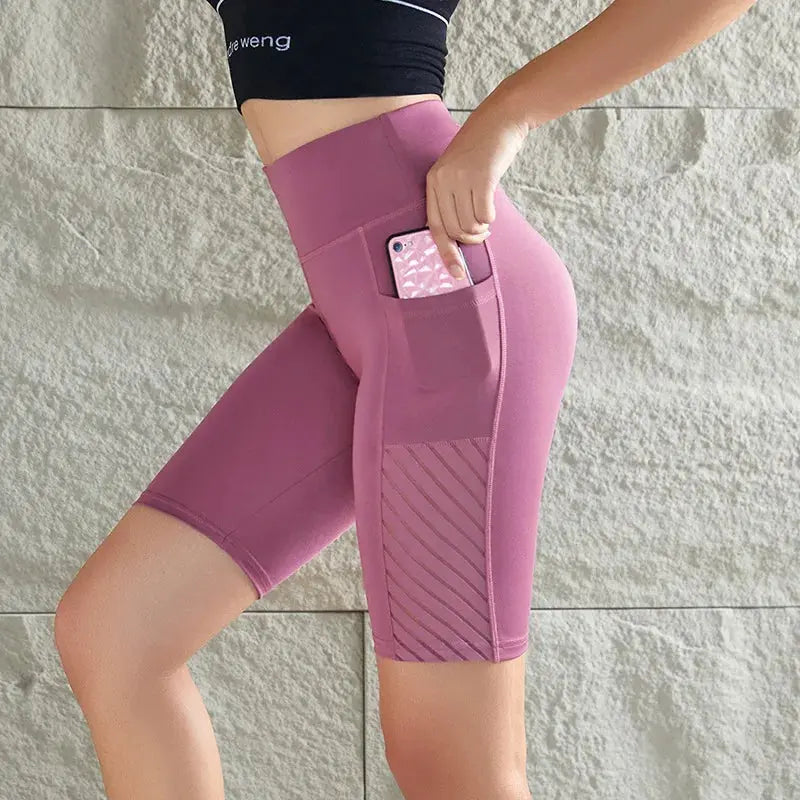 Women's Gym Running Shorts Yoga Shorts Women High Waist Push Up Legging with Pocket Yoga Fitness Workout Leggings Sport Shorts PRIME STORE  PRIME STORE
