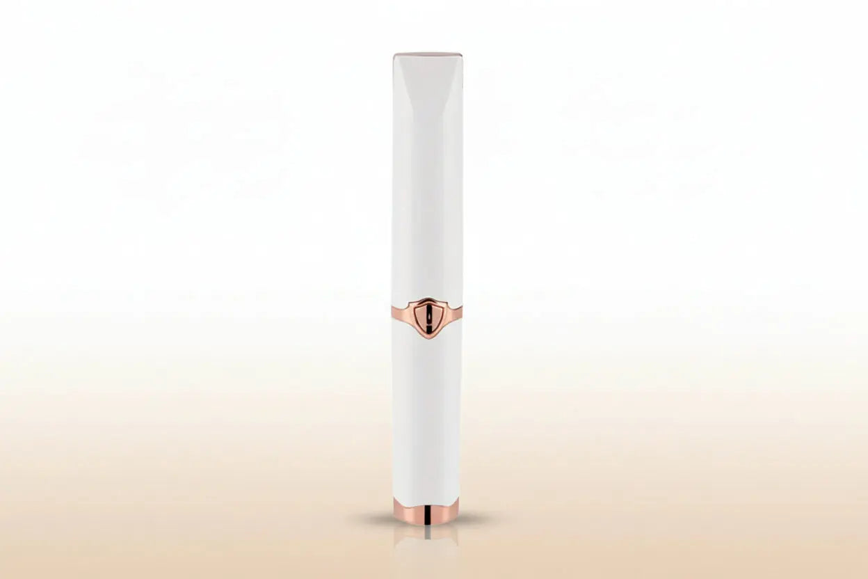 White and rose gold cylindrical product on a Lash Lift Pro white background