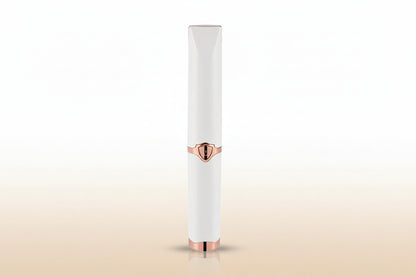 White and rose gold cylindrical product on a white background