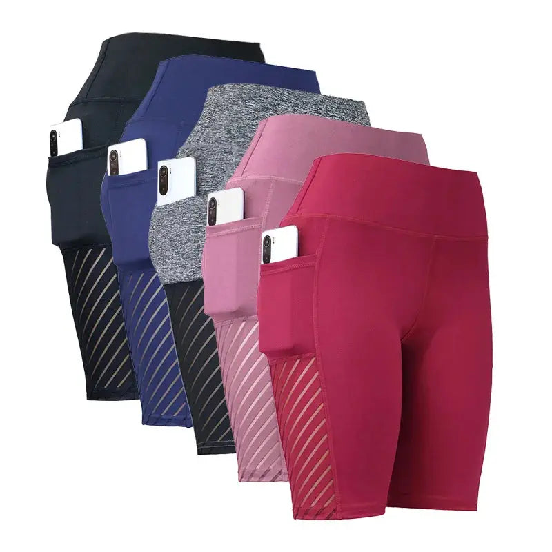 Women's Gym Running Shorts Yoga Shorts Women High Waist Push Up Legging with Pocket Yoga Fitness Workout Leggings Sport Shorts PRIME STORE  PRIME STORE