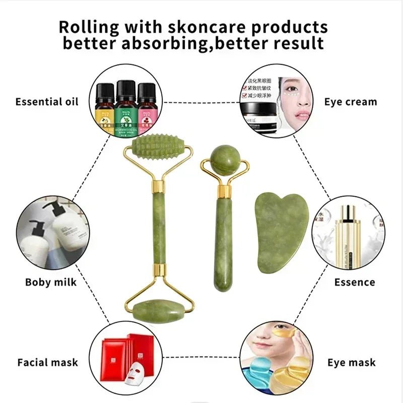 Green and black jade roller set color options