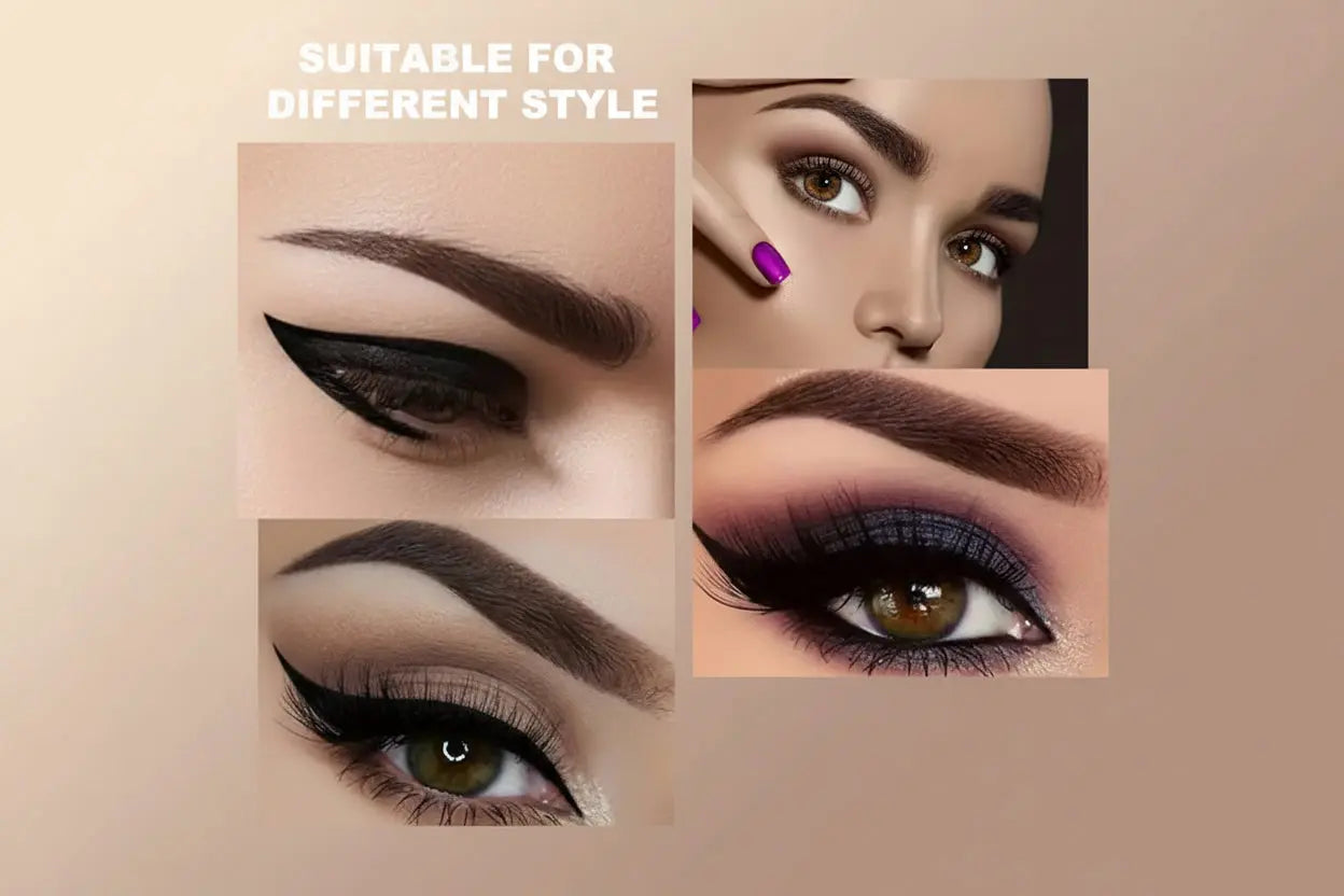 microblading eyebrow pen Collage of eye makeup styles with text 'Suitable for Different Style'.