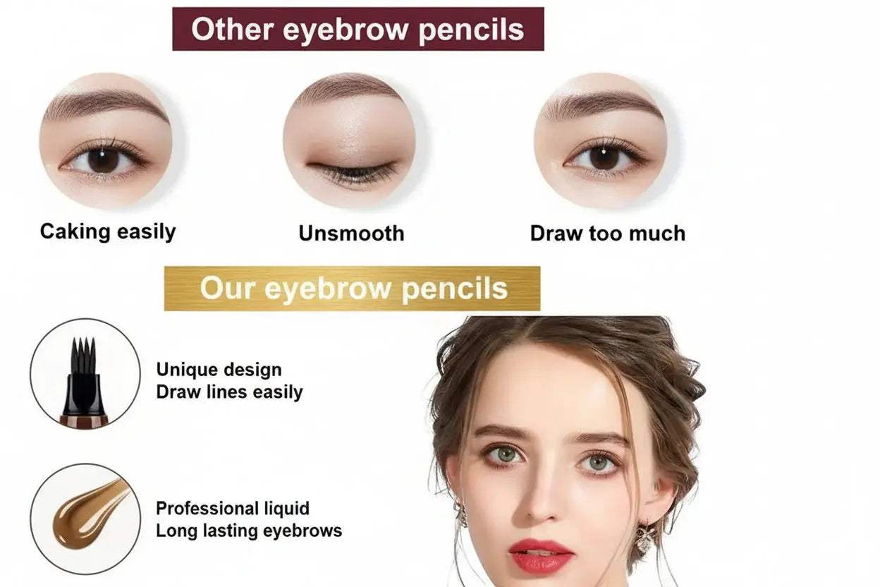 microblading eyebrow pen Comparison of other eyebrow pencils with 'Our eyebrow pencils' on a white background