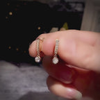 Minimal Disc Dangle Earrings with CZ Stone