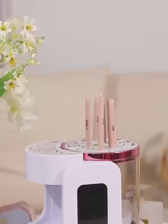 How to use the 3-in-1 Electric Makeup Brush Cleaner and Dryer - automatic brush washing and timed drying demo
